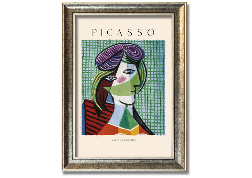 Head Of A Woman, 1935 by Picasso, printed on coated polyester canvas, mounted on a 44mm box frame, ready to hang.